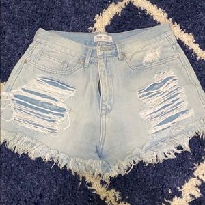 High Waisted Cutoff Denim Shorts